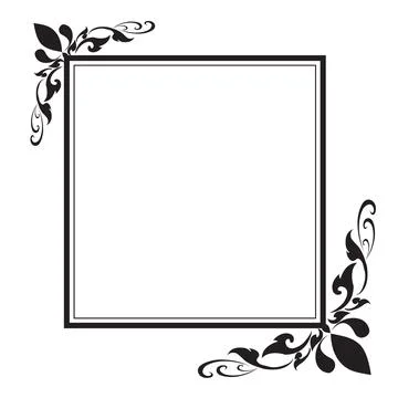Decorative frame and border, Square, Black and white, Vector illustration 스톡 일러스트