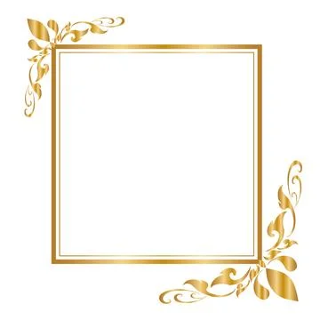 Decorative frame and border, Square, Golden frame Vector illustration. Stock Illustration