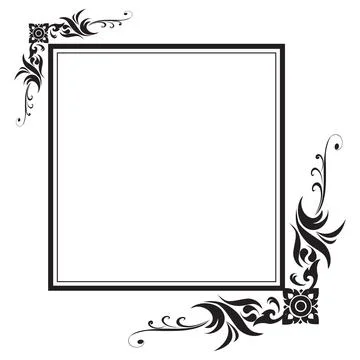 Decorative frame and border, Square, Black and white, Vector illustration Stock Illustration