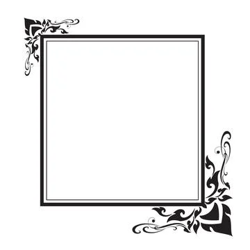 Decorative frame and border, Square, Black and white, Vector illustration Stock Illustration