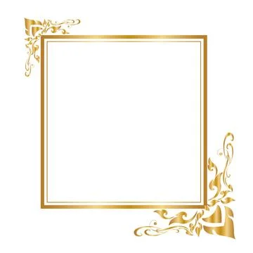 Decorative frame and border, Square, Golden frame Vector illustration. Stock Illustration