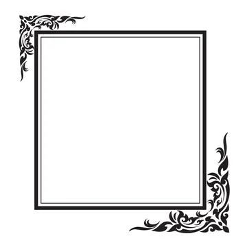 Decorative frame and border, Square, Black and white, Vector illustration 스톡 일러스트