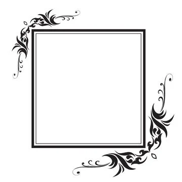 Decorative frame and border, Square, Black and white, Vector illustration. Stock Illustration
