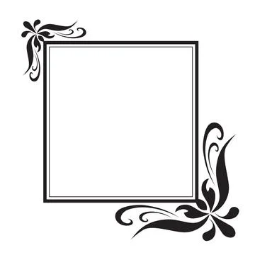 Decorative frame and border, Square, Black and white, Vector illustration 스톡 일러스트