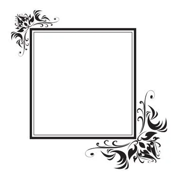 Decorative frame and border, Square, Black and white, Vector illustration Stock Illustration