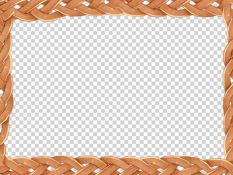 Decorative frame with autumn leaf pattern isolated on transparent background Stock Photos