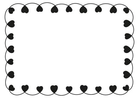 Decorative frame with black hearts. Stock Illustration