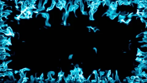 Decorative Frame of Blue Fire. Stock Footage 222000314
