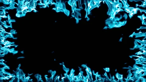 Decorative Frame of Blue Fire. Stock Footage 222003371
