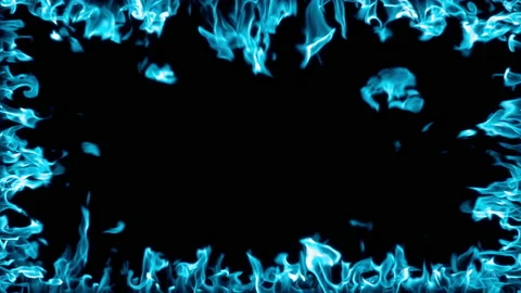 Decorative Frame of Blue Fire. Stock Footage 223534454
