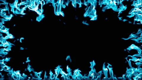 Decorative Frame of Blue Fire. Stock Footage 223548536