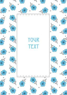 Decorative frame with blue flowers Stock Illustration