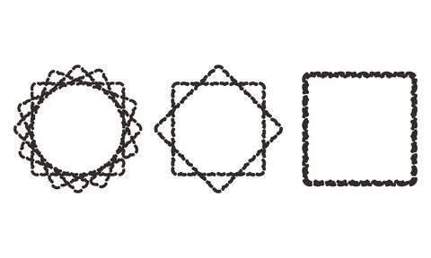 Decorative Frame Borders with Circular and Square Ornamental Line Designs C.. Ilustração Stock