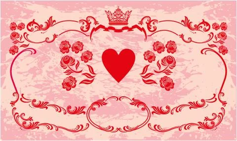 Decorative frame with crown Stock Illustration