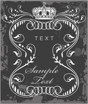 Decorative frame with crown Illustrazione stock