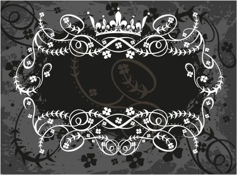 Decorative frame with crown Stock Illustration