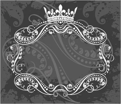 Decorative frame with crown Stock Illustration