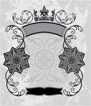 Decorative frame with crown Stock Illustration