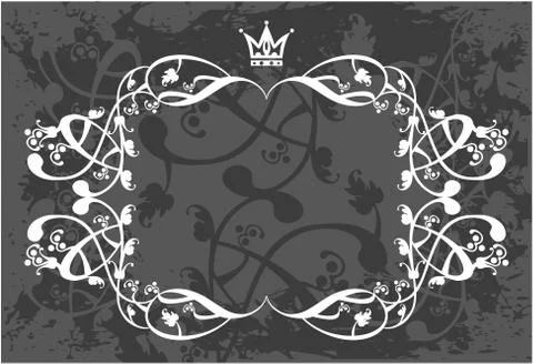 Decorative frame with crown Stock Illustration