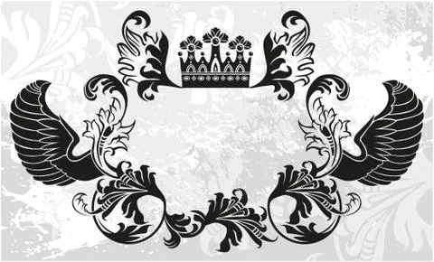 Decorative frame with crown Stock Illustration