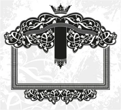 Decorative frame with crown Stock Illustration