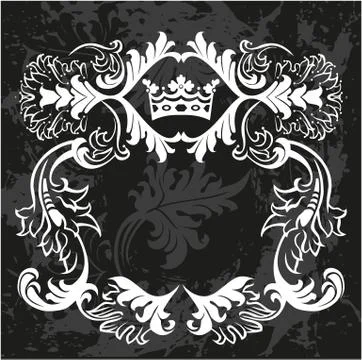 Decorative frame with crown Stock Illustration