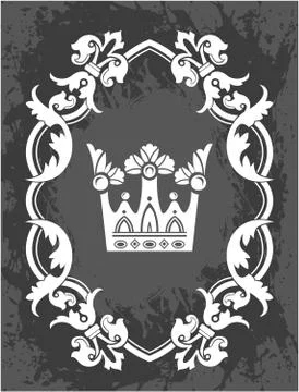 Decorative frame with crown Stock Illustration