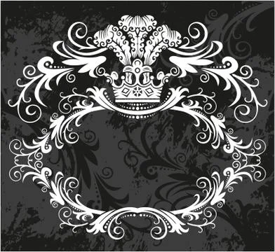 Decorative frame with crown Stock Illustration