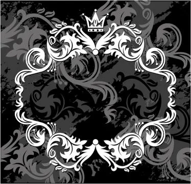 Decorative frame with crown Stock Illustration