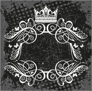 Decorative frame with crown Stock Illustration