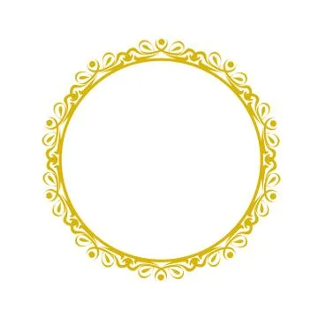 Decorative frame, elegant golden vector element round border on white, stock  Illustrazione stock