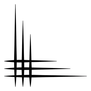 Decorative frame element corner piece, frame corner with spikes Stock Illustration