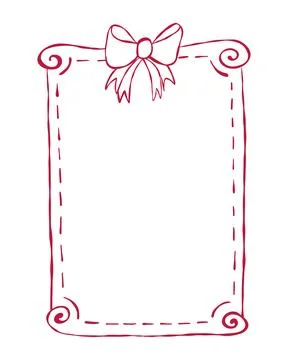 A decorative frame features a stylish bow at the top, bordered by curved line Stock Illustration