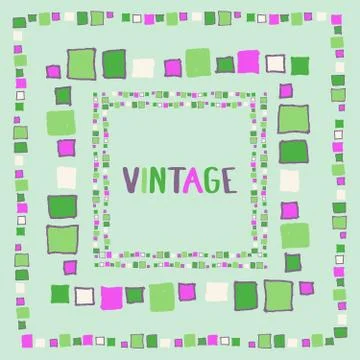 Decorative frame grunge cubes. Vector illustration. Stock Illustration
