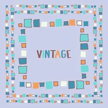 Decorative frame grunge cubes. Vector illustration. Stock Illustration