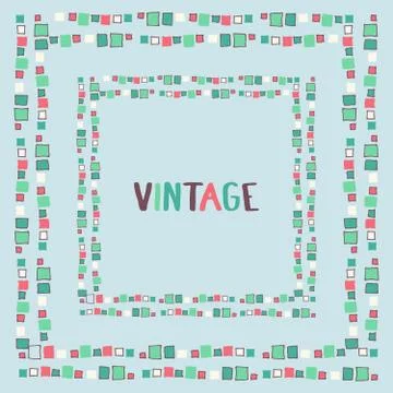 Decorative frame grunge cubes. Vector illustration. Stock Illustration