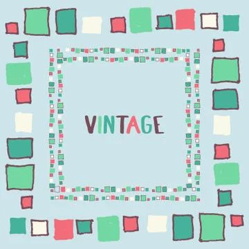 Decorative frame grunge cubes. Vector illustration. Stock-Illustration