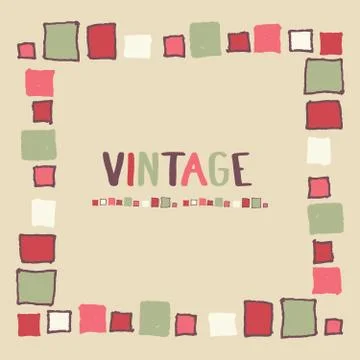 Decorative frame grunge cubes. Vector illustration. Stock Illustration