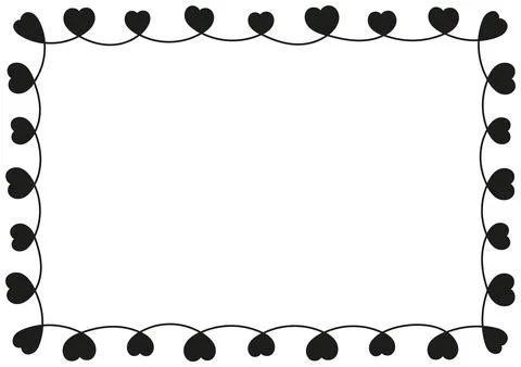 Decorative frame with hand drawn black hearts. Stock Illustration
