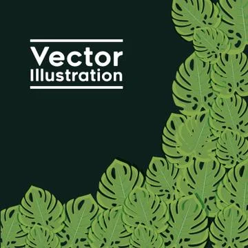 Decorative frame with leafs plants pattern Stock Illustration