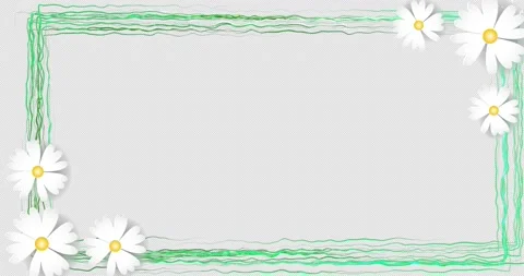 Decorative frame made of white paper flowers and wavy lines Stock Footage 151470645