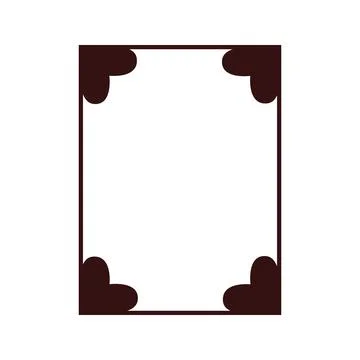 Decorative frame. Rectangle heart shapes border. Isolated element, white Stock Illustration