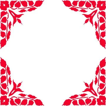 Decorative frame with red flowers on a white background. Stock Illustration