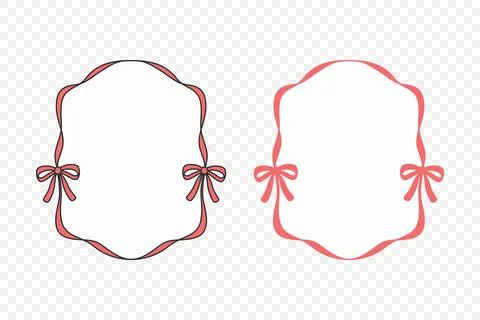 Decorative Frame Set, Vector Illustration. Ornate Frame with Small Ribbon Bow Illustrazione stock