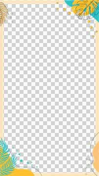 Decorative frame is showing peach border, flat leaf motifs, dots and curves, Stock Illustration