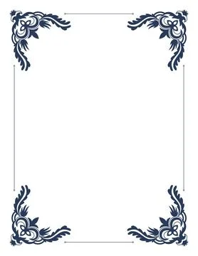 Decorative frame with swirls corners. Elegance border. Simple contour for Stock Illustration