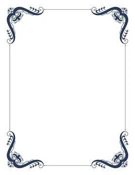 Decorative frame with swirls corners. Elegance border design. Linear contour for Stock Illustration