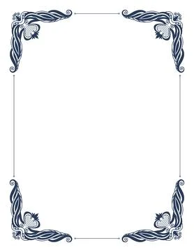Decorative frame with swirls corners. Elegance border. Simple contour for Stock-Illustration