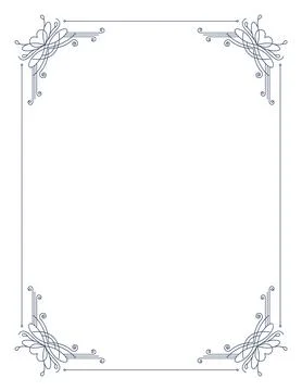 Decorative frame with swirls corners. Elegance border. Simple contour for Stock Illustration