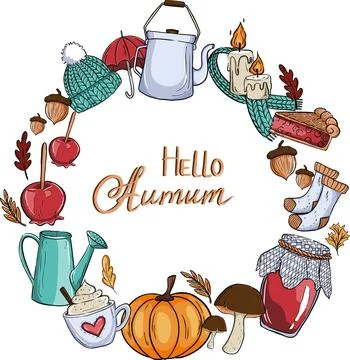 Decorative frame on the theme of autumn Stock Illustration